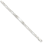 Sterling Silver 8inch Polished Engraveable Figaro Link ID Bracelet