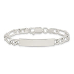Sterling Silver 8inch Polished Engraveable Figaro Link ID Bracelet