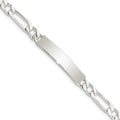 Sterling Silver 8inch Polished Engraveable Figaro Link ID Bracelet