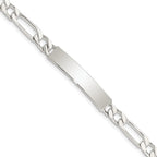Sterling Silver 8inch Polished Engraveable Figaro Link ID Bracelet