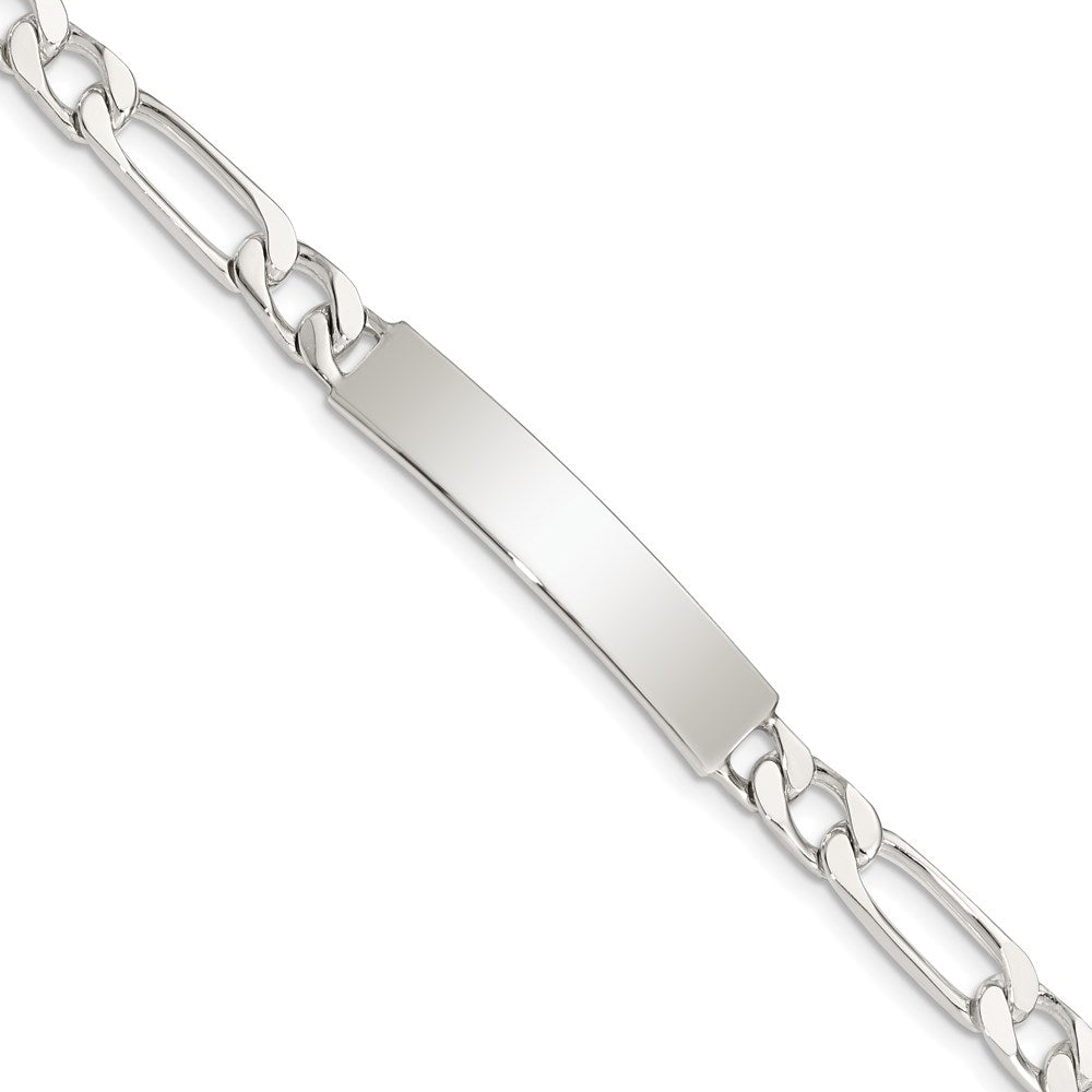Sterling Silver 8inch Polished Engraveable Figaro Link ID Bracelet