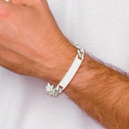 Sterling Silver 8.5inch Polished Engraveable Figaro Link ID Bracelet