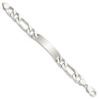 Sterling Silver 8.5 inch Polished Engraveable Figaro Link ID Bracelet