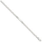 Sterling Silver 7inch Polished Engraveable 1 Figaro Link ID Bracelet