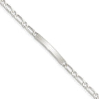 Sterling Silver 7inch Polished Engraveable 1 Figaro Link ID Bracelet