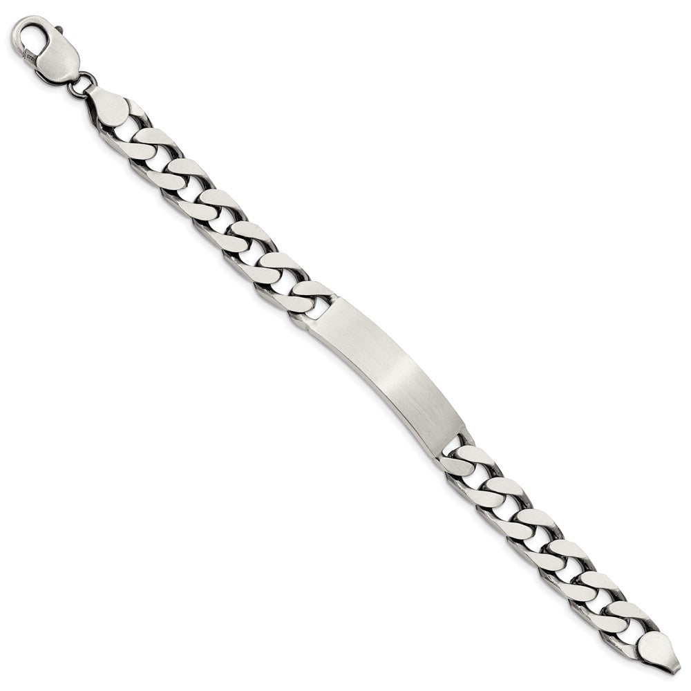 Sterling Silver 8.5inch Engraveable Antiqued Curb Link ID Bracelet