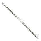 Sterling Silver 8inch Engraveable Antiqued Figaro Link ID Bracelet
