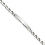 Sterling Silver 8inch Polished Engraveable Curb Link ID Bracelet