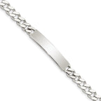Sterling Silver 8inch Polished Engraveable Curb Link ID Bracelet