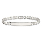 Sterling Silver Polished Engraveable Anchor Link ID Bracelet