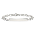 Sterling Silver Small Oval Rolo Link ID Bracelet