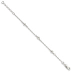 Sterling Silver Polished Fancy Bead with 1in Extension Children's Bracelet