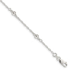 Sterling Silver Polished Fancy Bead with 1in Extension Children's Bracelet