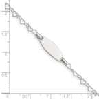 Sterling Silver Polished Engraveable Children's ID Heart Link Bracelet
