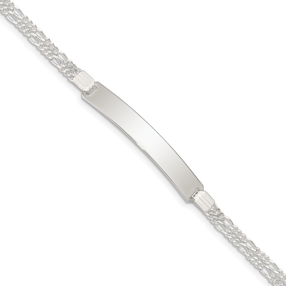 Sterling Silver Double Chain Fancy Link ID Bracelet