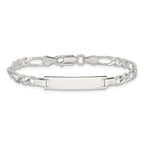 Sterling Silver Engraveable Childrens ID on Figaro Link Bracelet
