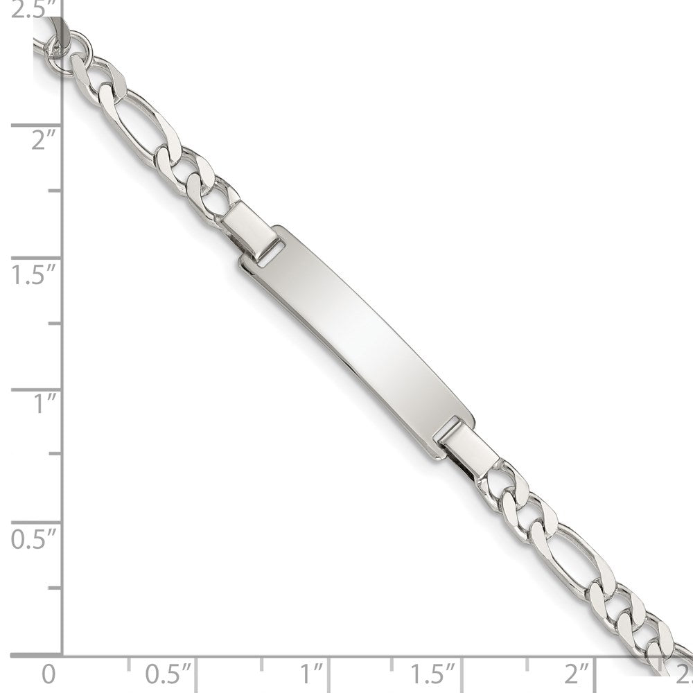 Sterling Silver Engraveable Childrens ID on Figaro Link Bracelet