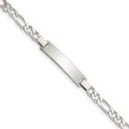 Sterling Silver Engraveable Childrens ID on Figaro Link Bracelet
