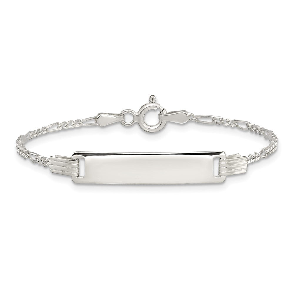 Sterling Silver Engraveable Childrens ID on Figaro Link Bracelet