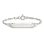 Sterling Silver Engraveable Childrens ID on Figaro Link Bracelet
