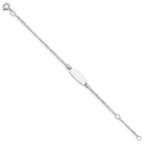 Sterling Silver Childrens 5in Plus 1in Ext ID Figaro Link Bracelet