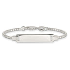 Sterling Silver Engraveable Childrens ID on Box Chain Bracelet