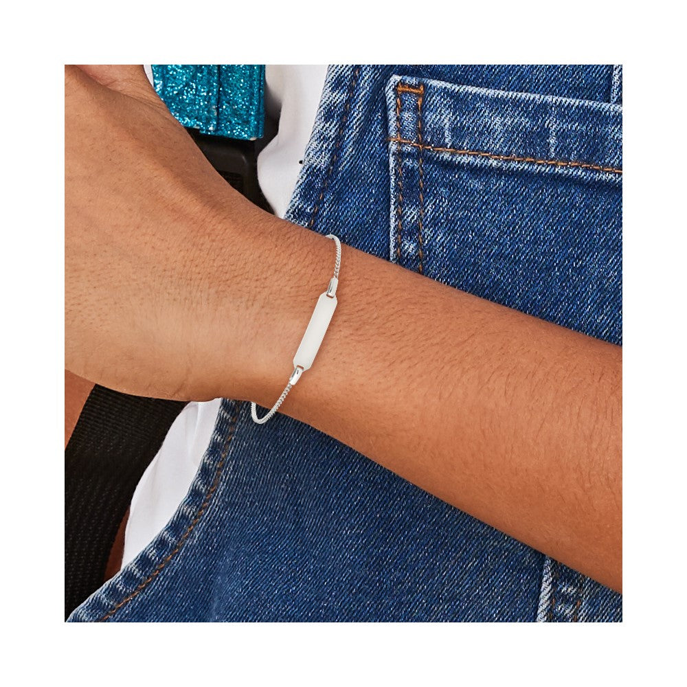 Sterling Silver Childrens 5in Plus 1in EXT ID Curb Link Bracelet