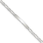 Sterling Silver Polished Engraveable Anchor Link ID Bracelet
