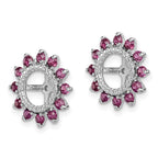Sterling Silver Rhodium Diam. & Rhodolite Garnet Earring Jacket