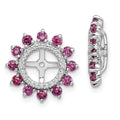 Sterling Silver Rhodium Diam. & Rhodolite Garnet Earring Jacket
