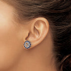 Sterling Silver Rhodium Diam. & Created Sapphire Earring Jacket