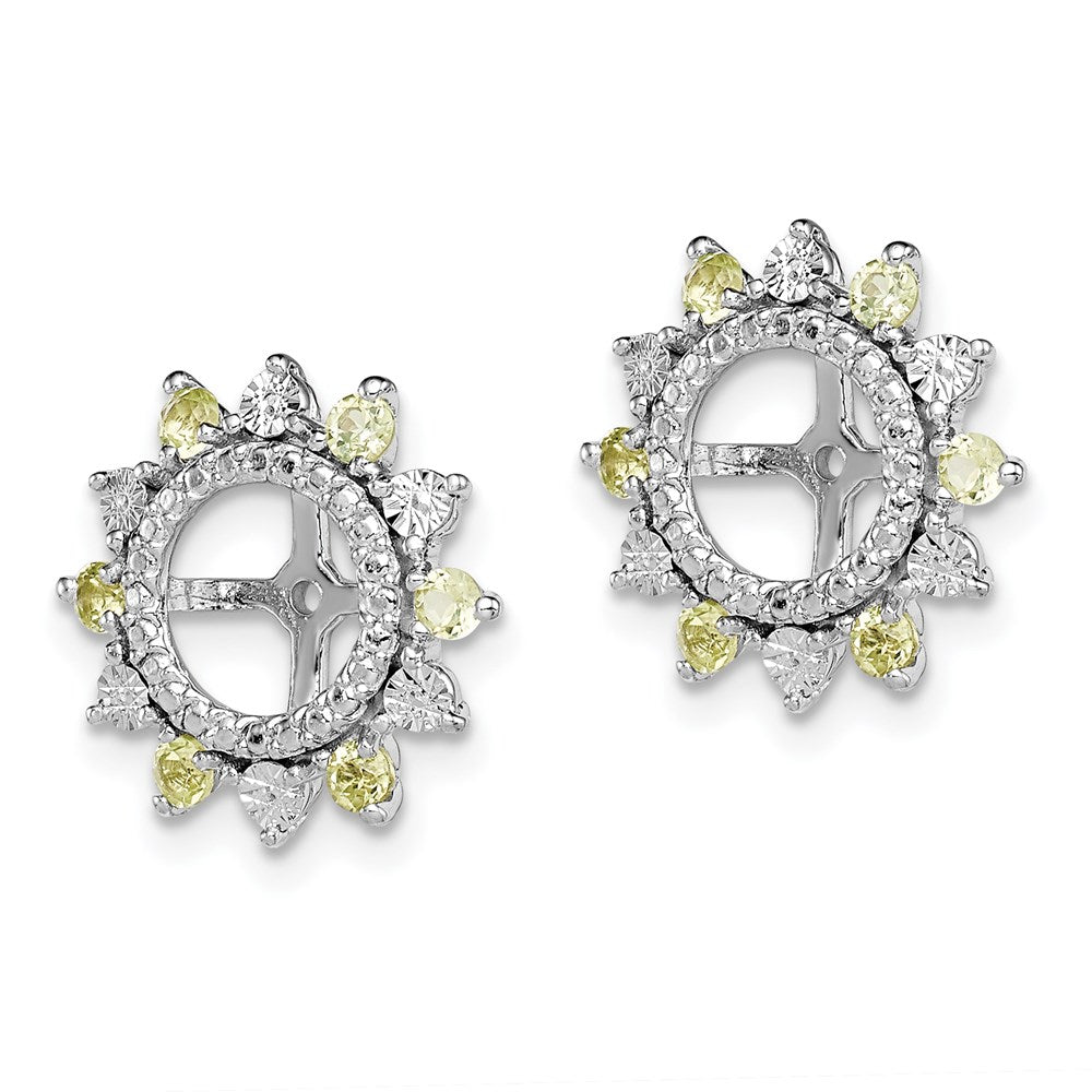 Sterling Silver Rhodium Peridot Earring Jacket