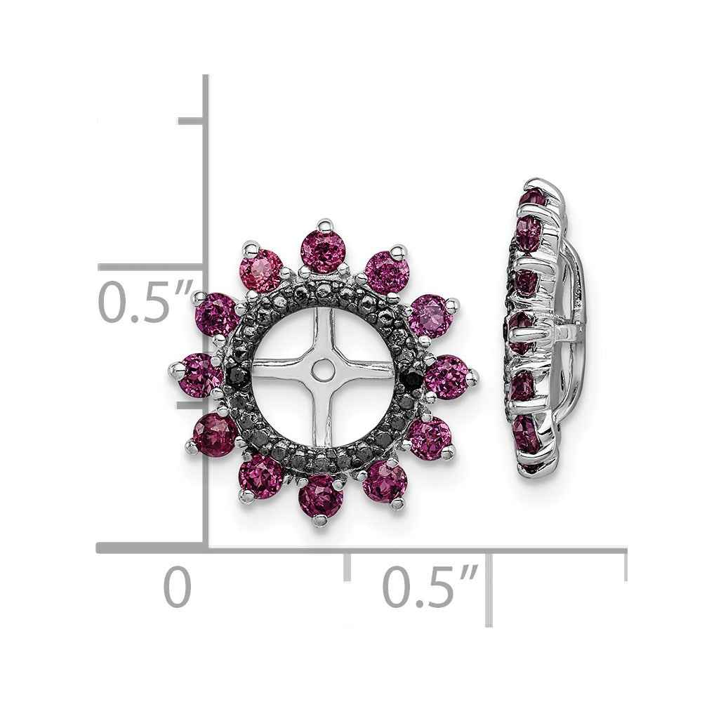 Sterling Silver Rhodium Rhodolite Garnet & Black Sapphire Earring Jacket