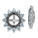 Sterling Silver Rhodium Aquamarine & Black Sapphire Earring Jacket