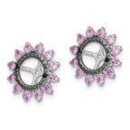 Sterling Silver Rhodium Created Pink Sapphire & Black Sapphire Earring Jack