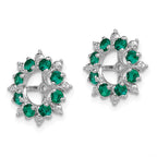 Sterling Silver Rhodium Diam. & Created Emerald Earring Jacket