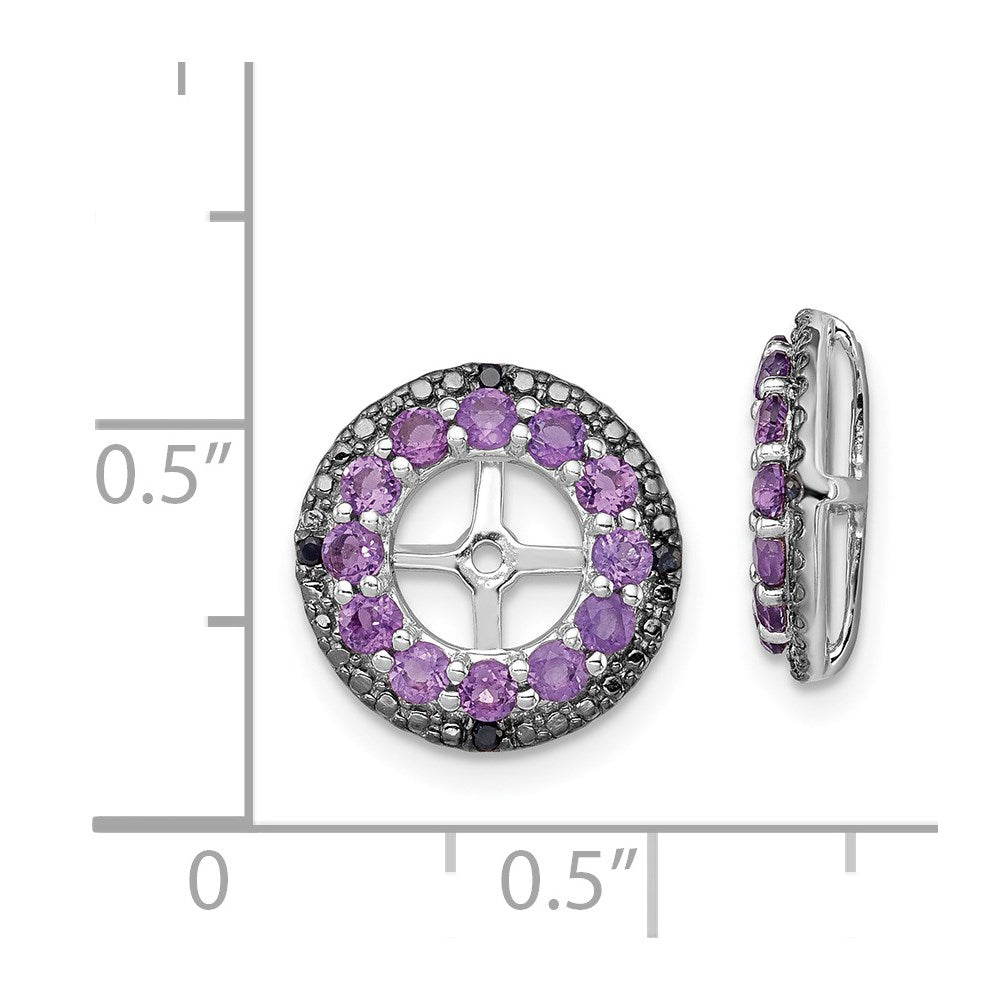 Sterling Silver Rhodium Amethyst & Black Sapphire Earring Jacket