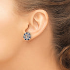 Sterling Silver Rhodium Created Sapphire Earring Jacket