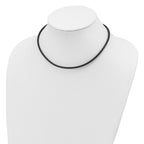 Sterling Silver Rhodium-plated 3mm Black Leather Necklace