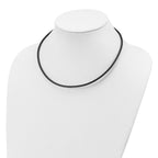 Sterling Silver 3mm Black Leather Necklace