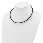 Sterling Silver 4mm Black Leather Necklace