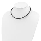 Sterling Silver 4mm Black Leather Braided Necklace