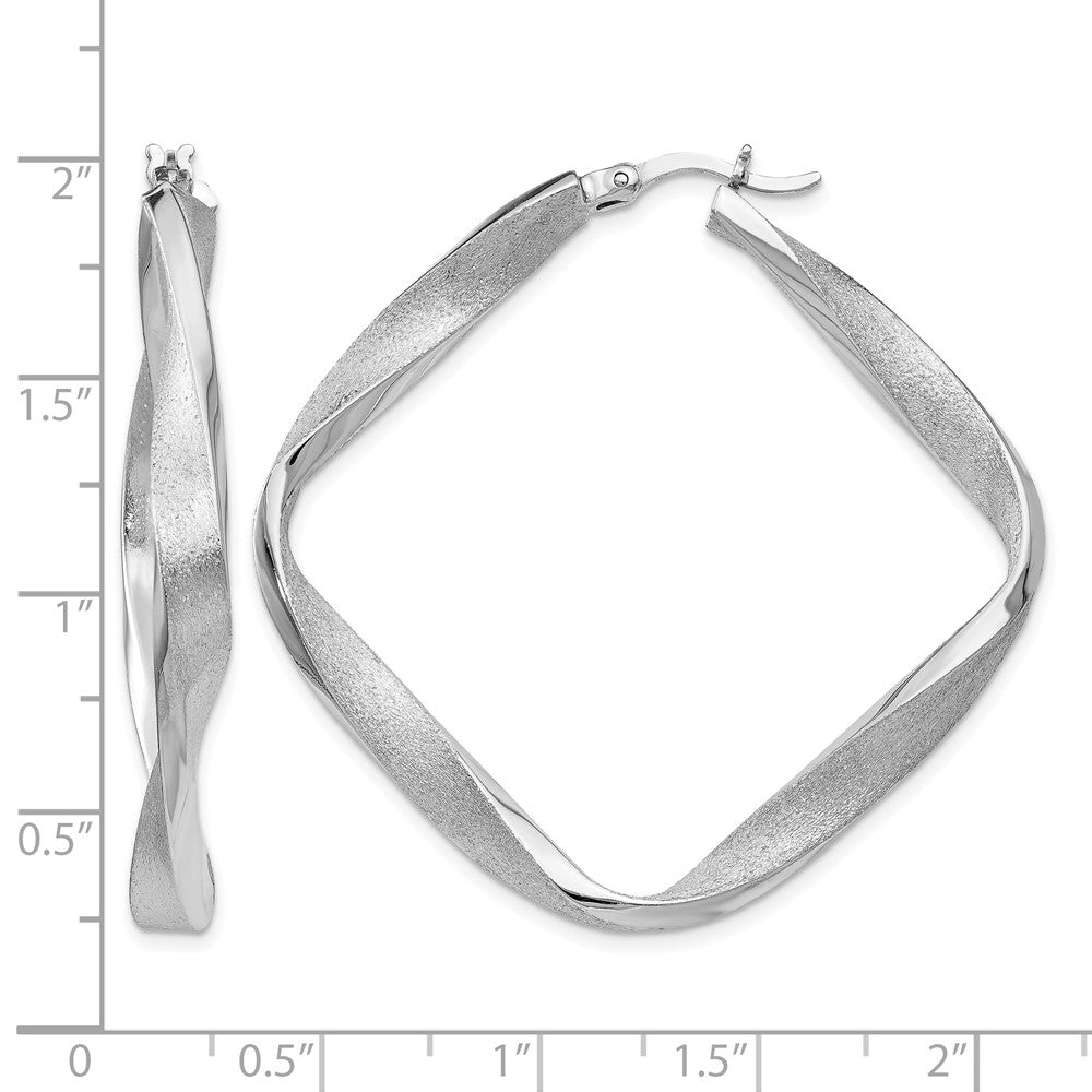 Sterling Silver RH-plated Radiant Essence Twisted Hoop Earrings