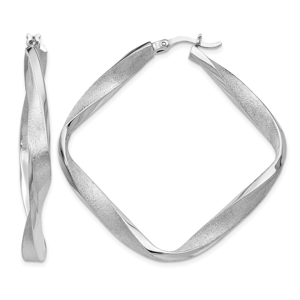 Sterling Silver RH-plated Radiant Essence Twisted Hoop Earrings