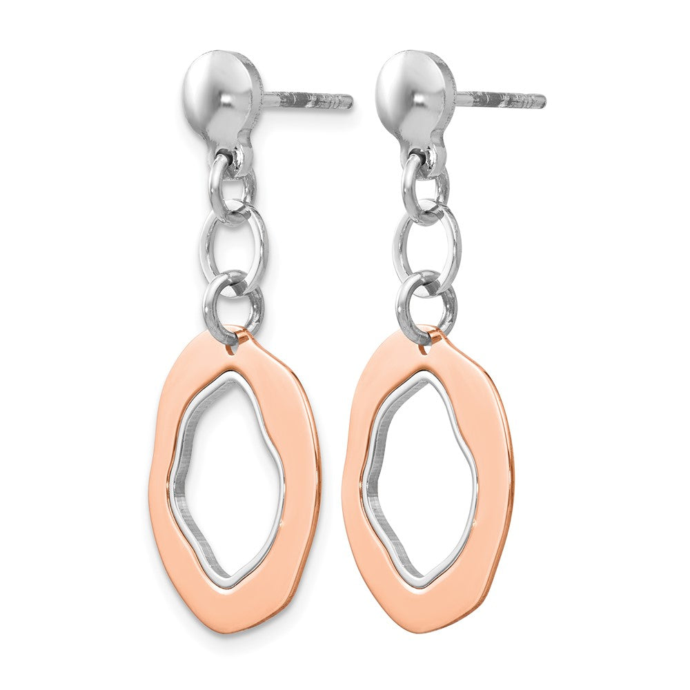 Sterling Silver Rose Gold-plated Post Dangle Earrings