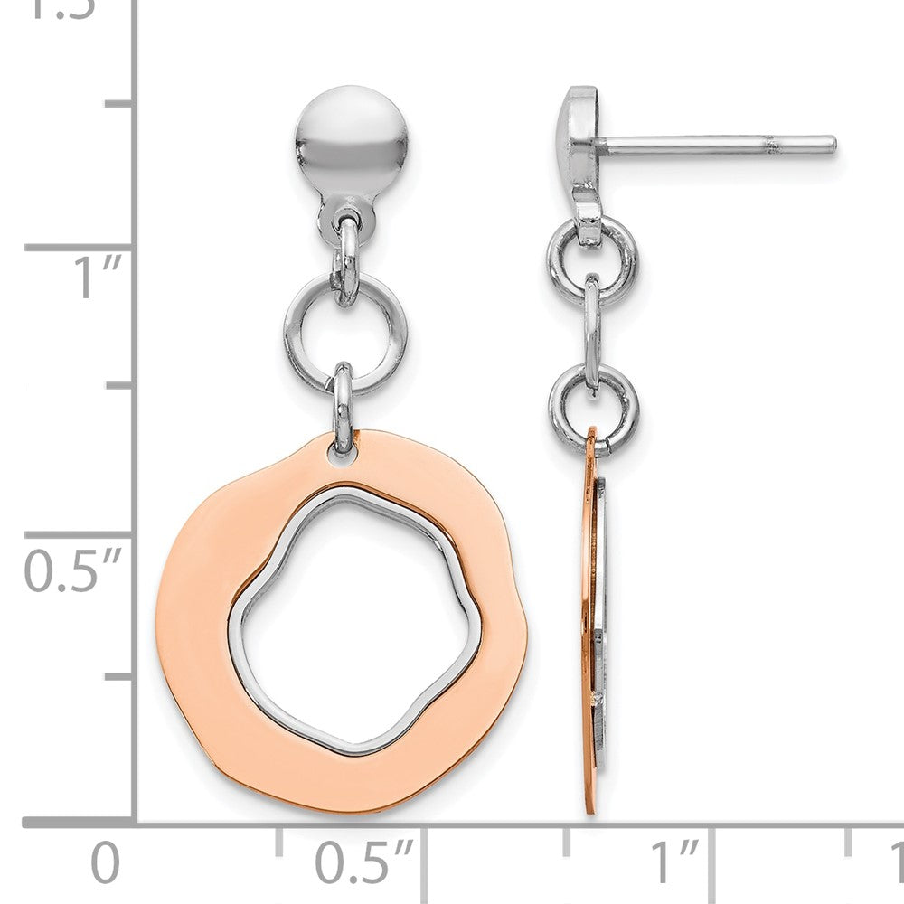 Sterling Silver Rose Gold-plated Post Dangle Earrings
