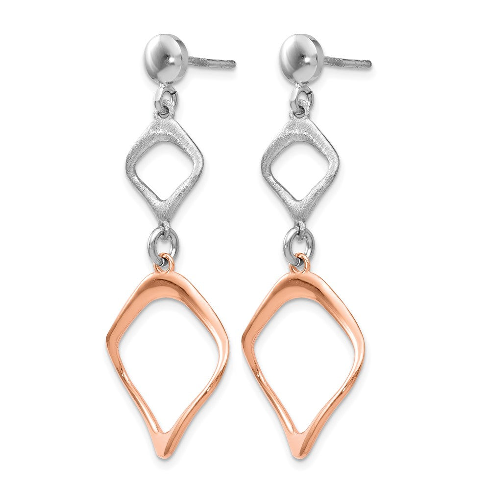 Sterling Silver Rose Gold-plated Post Dangle Earrings