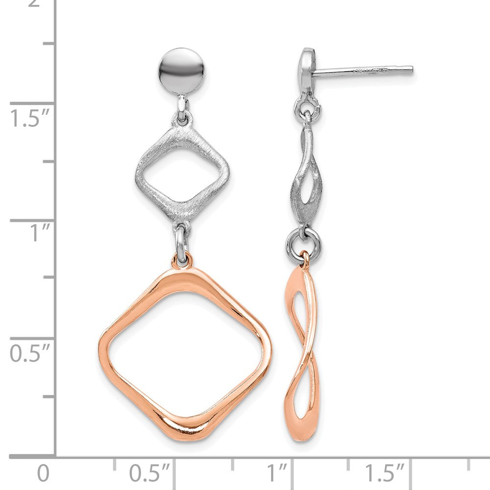 Sterling Silver Rose Gold-plated Post Dangle Earrings