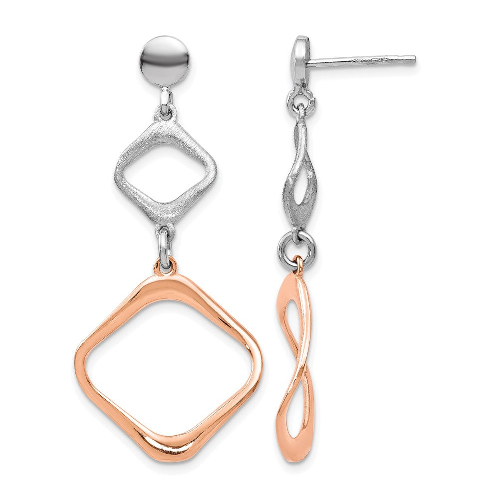 Sterling Silver Rose Gold-plated Post Dangle Earrings
