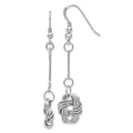 Sterling Silver Polished & DC Shepherd Hook Dangle Earrings